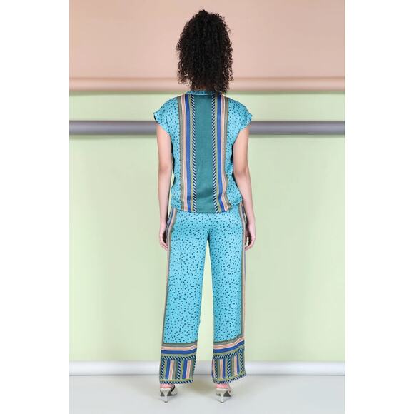 nwt ANTHROPOLOGIE BL-NK LONDON sz S Ena Wide-Leg Satin pants - Picture 3 of 4